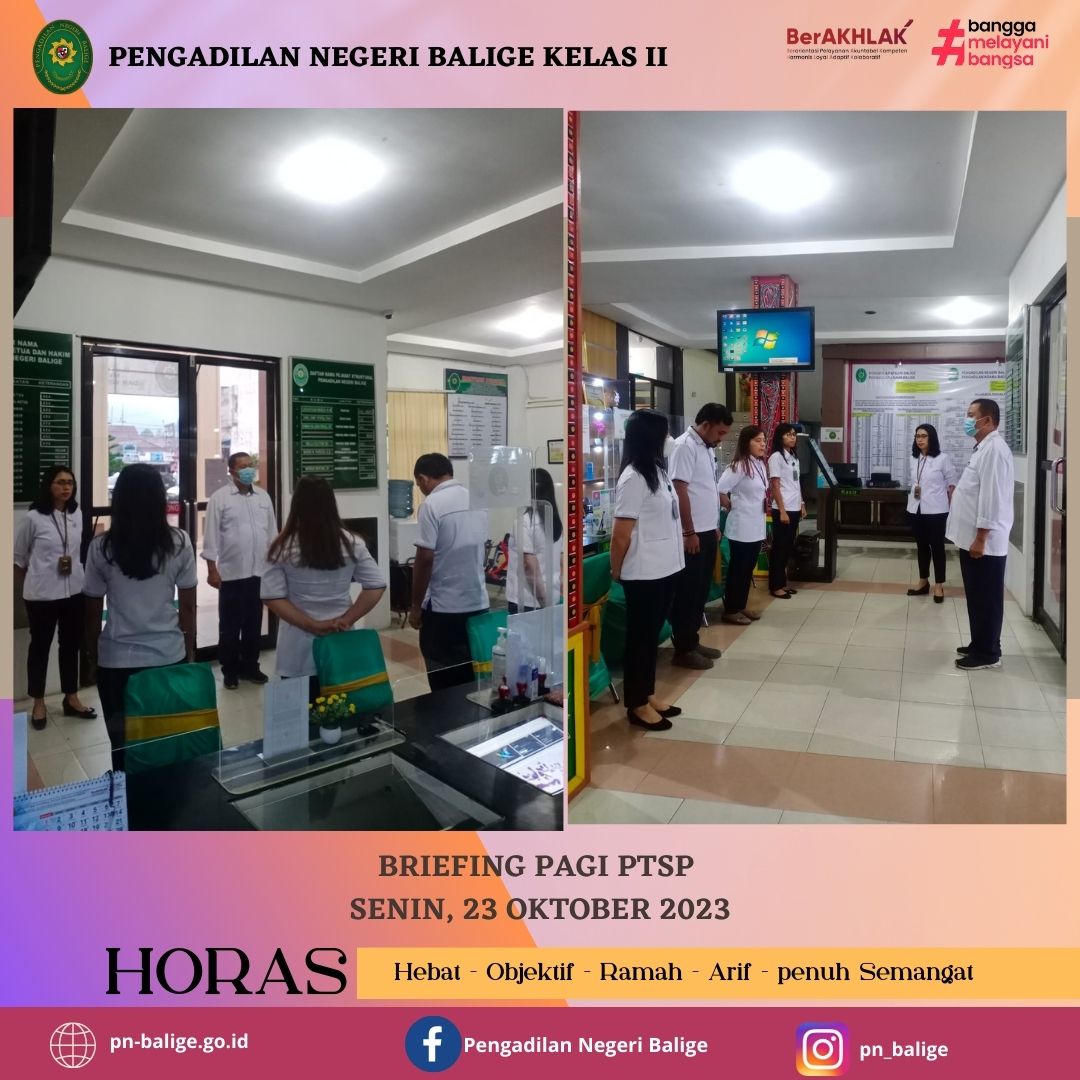 Briefing Pagi PTSP, SENIN 23 Oktober 2023